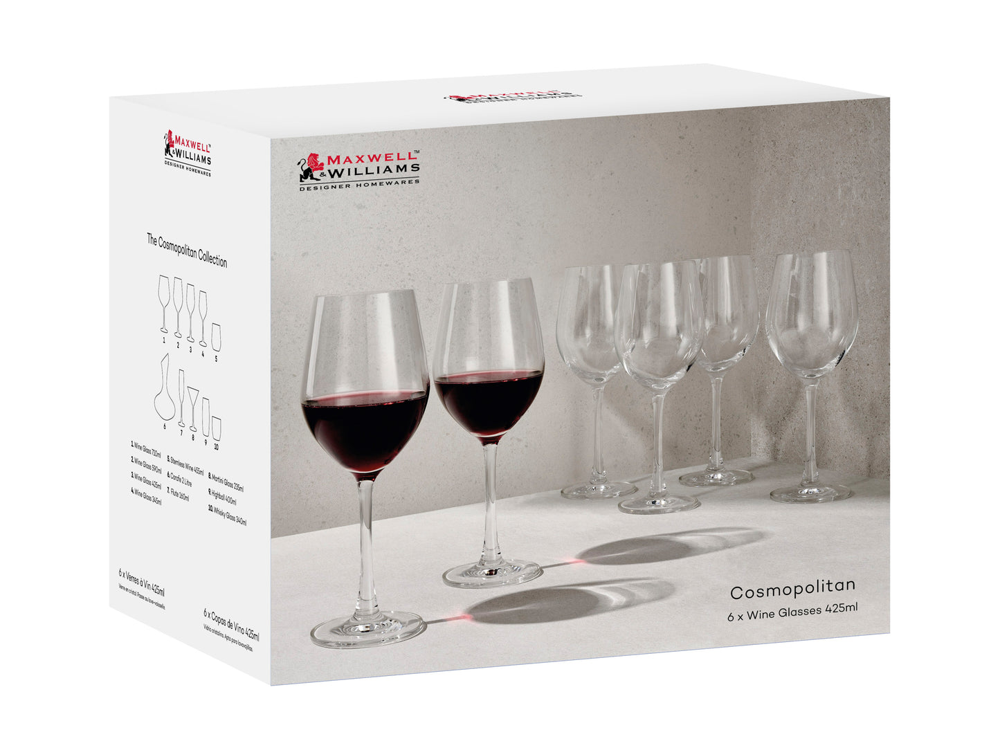 Maxwell & Williams Cosmopolitan Wine Glass 425ml Set of 6