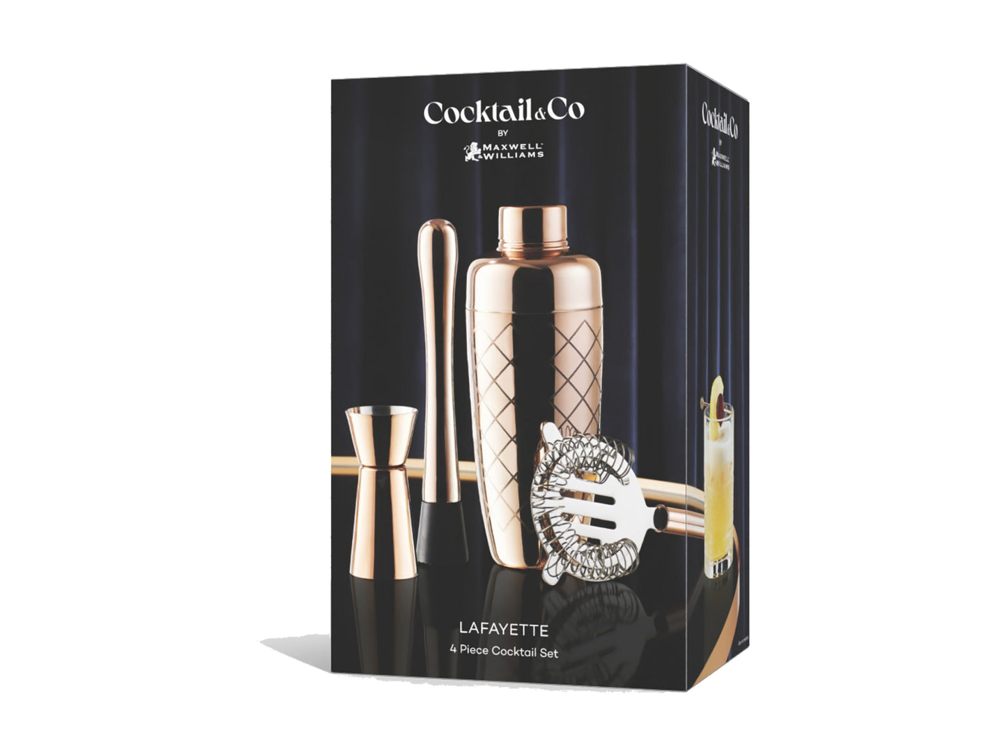 Maxwell & Williams Lafayette 4pce Cocktail Set Rose Gold