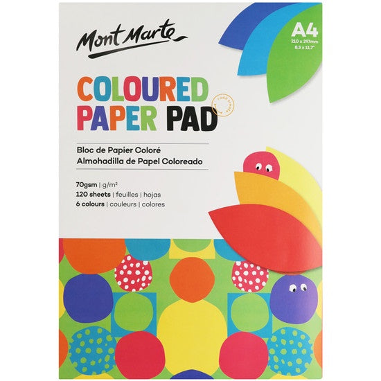 Mont Marte Coloured Paper Pad 70gsm A4 120sheets