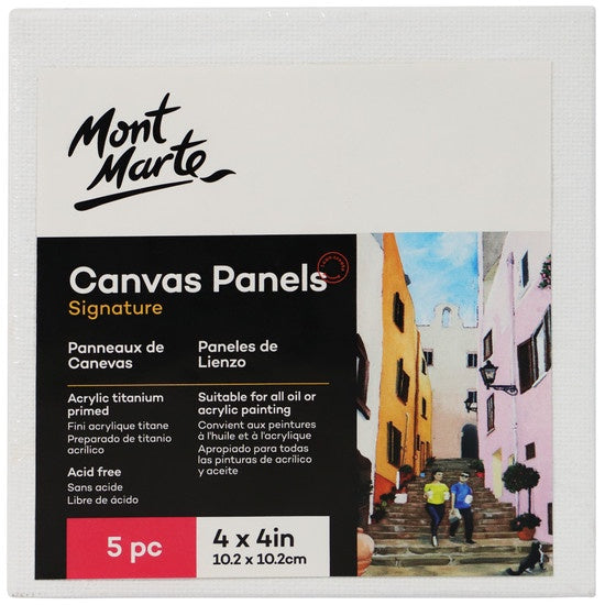 Mont Marte Canvas Panel 10.2 x10.2cm, Set of 4