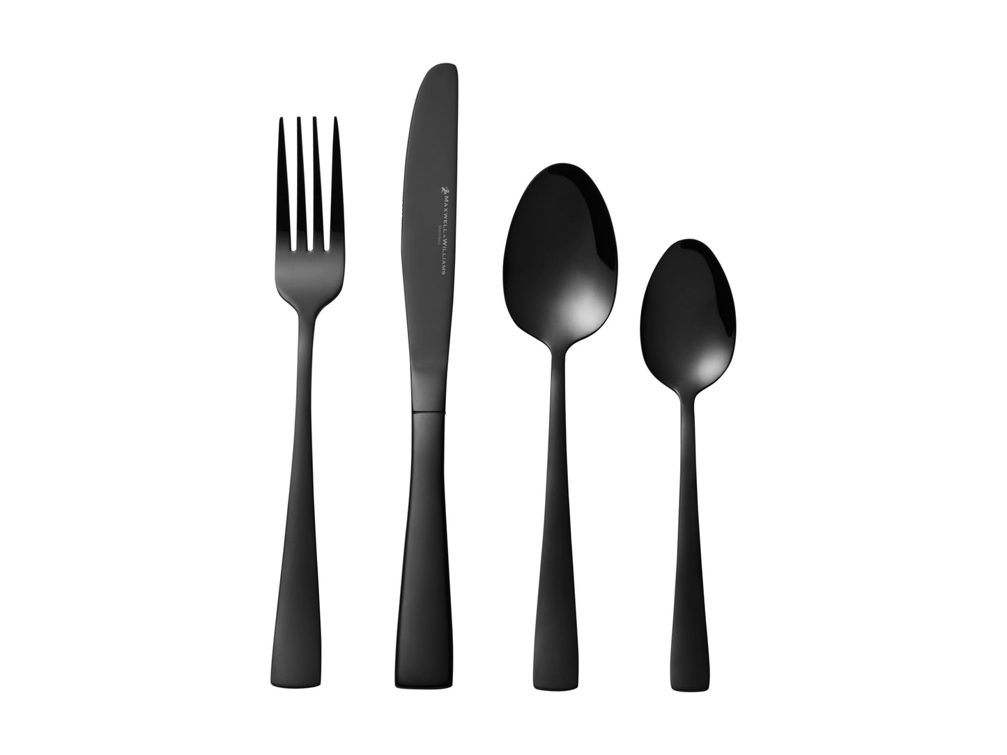 Arden shiny black 16pce cutlery set