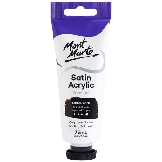 Mont Marte Satin Acrylic Premium 75ml - Lamp Black